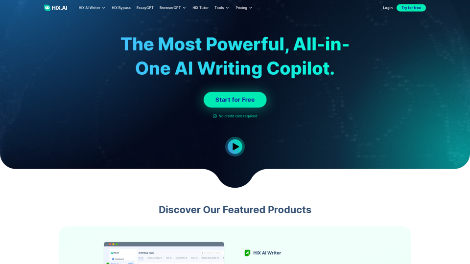 Generate high-quality copies for ads, emails, blogs, and more in seconds with HIX.AI, the most powerful, all-in-one AI writing copilot on the market.